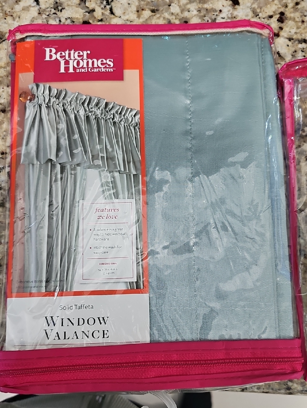 Better Homes And Gardens Light Blue Taffeta Valance Set Of 2 ~54"W X 16"L